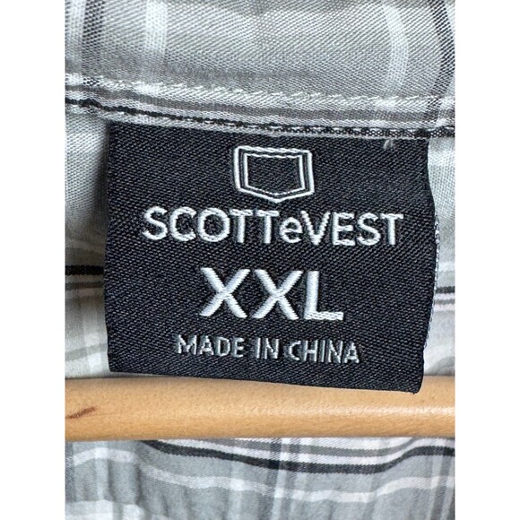 ScotteVest Travel Shirt Mens XXL Gray Plaid Pockets Utility Lightweight Tech - Picture 7 of 15